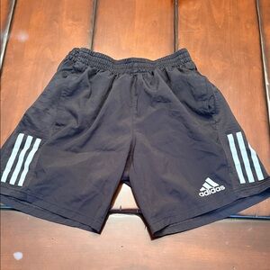 Adidas Men's Black Athletic Shorts with White Stripes